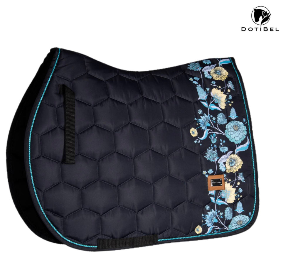 Dotibel Nova pad- Black w. Turquoise flowers