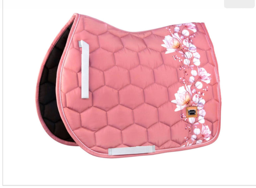 DotiBel Saddle pad Pink&Grey flowers